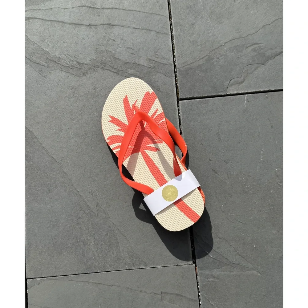 The Beach Club at The Boca Raton Resort Flip Flops NWOT Orange and White